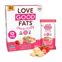 Love Good Fats Chewy Nutty White Chocolatey Strawberry Keto Bars - Low Carb Protein Snacks - 12 balení (1.59oz / 45g každý bar)