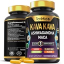 Kava Kava Root Supplement - 8in1 Formula - Kombinovať s Ashwagandha, Maca, Turmerica, Ginkgo Biloba, St. John's Wort, Valerian & Black Pepper - 120 Vegan Kapsule, 4 mesiace dodávky