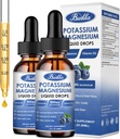 (2 balenia) Kálium Magnézium Supplement Tekuté s draslíkom, horčíkom, Calcium, vitamín D3, zinok, pre dospelých a deti, bez cukru