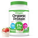 Orgain Organic Vegan Protein Powder, Jahody & Cream - 21 g rastlinných bielkovín, Nízke čisté sacharidy, Gluten/ Bez laktózy, No Sugar Pridané, Soy Free, Non- GMO, 2, 03 Lb