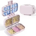 MEACOLIA Triple-Folding pilulky Organizátor, 9 Compartments Travel pilulky prípad s veľkou kapacitou, Denné pilulky malé pilulky Kontajner pre vitamín, Cod pečene olej, Doplnky (Beige)