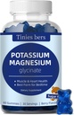 Kálium Magnézium Gumies, Draslík Gumies Sugar Free for Adults Kids, Support Leg Cramps & Heart Health, Magnézium Glycinate Gumies Best for Bedtime, Vegan, Non-GMO, Berry Flavor, 60