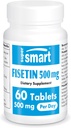 Supersmart - Fisetin 500 mg za deň (Easy-to- Take) - 98% Pure Fiesetin Supplement - Highly Biodostupný polyfenol - Potent Senolytic Activator 