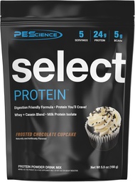 PEScience Select Protein Powder, Wheey and Casein Blend, Clean Protein Powder for Women and Men, Low Calorie, Low Carb, Keto Friendly, Gluten Free - Frosted Chocolate Cupcake - 5 Servings