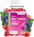 Milk Thitle Gummies, 10-in-1 Bylinné Formula na čistenie pečene Detox & Opravy s púpavkovým koreňom, kurkuma, Artičoky - Optimálna funkcia pečene a trávivé zdravie - Zmiešané Berry Flavor