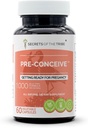 Tajomstvá Tribe Pre-Conceive, 60 Kapsule, 1000 mg, Vitex, Red Raspberry, Black Cohosh, Red Clover, White Peony, Shatavari. Príprava na Pregancy 60 kapsúl
