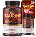 Taurín s kreatínom, L-arginínom, L-citrulínom s vysokou absorpciou s Black Pepper Nitric Oxide Booster, svalovina USA Vyrobené a testované (150 Počet (Pack of 1))