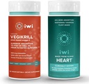 Iwi Life Vegikrill & Heart Omega-3 Bundle, 30 Servings, Vegan Plant-Based Algae Omega 3, Krill & Fish Oil Alternative, No Fishy Dochute