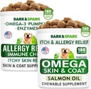 Alergická úľava + Omega 3 pre psy Bundle - Anti-svrbenie kože & Coat + kožné alergie - Omega 3 Rybí olej + EPA & DHA Mastná kyselina - svrbenie & laba Licking + Spoločné zdravie - 360 Žuvačky - Made in USA