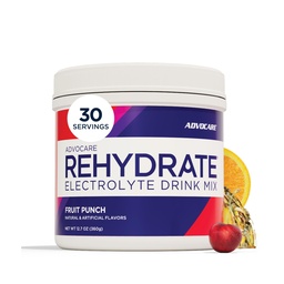 AdvoCare Rehydrate - Electrolyte Drink Mix - Obsahuje horčík, sodík, draslík a vápnik - Antioxidant a aminokyseliny obohatené - podporuje hydratáciu a obnovu - ovocná rana, 12.7 oz