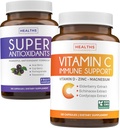 Antioxidanty a imunitná podpora (2-Mesačné zásobovanie) Imunitná vitalita Blend - Super Antioxidanty - Výkonný Super Food Daily Blend (120 Caps) a Imunitná podpora Supplement with Ellowberry Vitamín C a Zinok