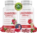 Všetko v One PAC Bundle - Cranberry & Lingonberry Kapsule - Vitamín C a 25% Proantokyanidíny pre močové tract, Gut Health, Antioxidant Support - Non-GMO, Gluten-Free, Vegan Supplement