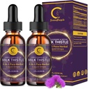 (2 balenia) Milk Thitle Liquid Drops for Pečeň Čistenie Detox a oprava, Mlieko Thitle Supplement with Dandelion Root, Artičoky a Turmerica for Liver Support and Immune Health, Vegan, Non-GMO, 4 FL OZ