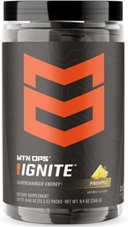 MTN OPS Ignite Trail Packs Energy Drink Powder, Gluten Free Nootropic Supplement Drink Mix, L Arginine, L Citruline, Caffeine & Nootropic Cukrový bezodrodý nápoj Mix, 20 Servings, Ananás Crush