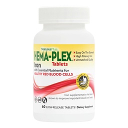 PrírodaPlus Hema-Plex Železo - 60 tabliet - 85 mg Elementárne železo + vitamín C a bioflavonoidy pre zdravé červené krvinky - Vegan, bez lepku - 30 porcií