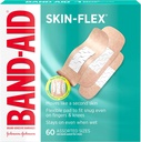Band-Aid Brand Skin-Flex adhezívne obväzy pre prvú pomoc a starostlivosť o ranu malých rezov, šroty a popáleniny, flexibilné sterilné obväzy skvelé pre prsty, ruky a kolená, rozmanité veľkosti, 60 ct