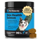 Pet Honesty Skin Health Salmon Chews - Svrbenie Relief for Dogs, Omega 3 Fish Oil for Dogs, Natural Salmon Oil for Dog Chews for Healthy Skin & Coat, May Reduce Shedding, Pes Fish Oil Supplements - 90 Ct