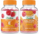 Životaschopný vitamín E + vápnik s vitamínom D, Gumies Bundle - veľké ochutnávky, vitamínové doplnky, bez lepku, bez GMO, Žuvacia Gummy