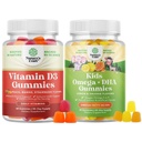 Bundle of Vitamin D3 Gummies for Daily Wellness with 2000IU per Serving Bone Muscle & Immune Support and Kids DHA Omega 3 Gummies - Mastné kyseliny Omega 3 6 9 for Brain, Immune Strength & Vision