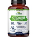 Zazzee Extra sila Citicoline, 500 mg per Serving, 100 Vegan Capsules, Superior CDP Choline Form, 100% Vegetariánska a farmaceutická trieda, 50-dňová dodávka, všetko-prírodné a non-GMO