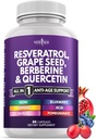 NEW AGE Resveratrol, Berberine, Grape Seed Extract, Quercetin - Polyfenol Supplement for Women and Men with Noni Extract, N-Acetyl Cysteine, Acai Extract - 60 Kapsule