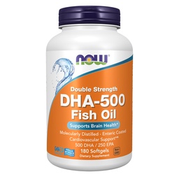 Teraz potravinové doplnky, DHA-500 s 250 EPA, molekulárne destilovaná, podporuje zdravie mozgu*, 180 Softgels