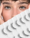 Prírodné falošné riasy jasné pásmo Lashes Natural Look Jiocolor Wispy Faux Mink Lashes Demi-wishies Fake Lahes 12MM 7 Pairs Wispy Dream [7mm-12mm]