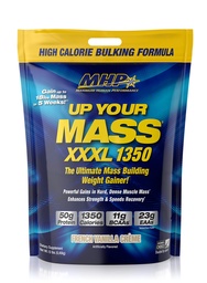 Maximum Human Performance MHP UYM XXXL 1350 Mass Building Weight Gainer, Muscle Mass Gains, w/50g Protein, High Calories, 11g BCAA, Leucine, French Vanilla Creme, 16 Servings