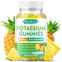 Dusičnan draselný 1000 mg, Draslík s vysokou potenciou Supplement Gumies pre dospelých Ženy a mužov, Podpora nohy Crumpy a zdravie svalov, bez cukru, Ananásová príchuť, 60 Počet