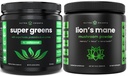 NutraChamps Super zelená Unflavred & Lion's Mane Powder. Zelená a adaptagénna zmes