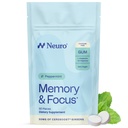 Neuromemory & Focus Gum - Nootropic Gum s vitamínom B12, vitamín B6, L-theanín a ženšen extrakt - prírodný mozog podpora doplnok - Vegán, kofeín a cukor bez žuvačky - mäta pieporná, 90 ot