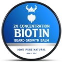 Biotín Brada Balm pre mužov & Kondicionovanie brada vosk - Vyrobené s olejom z kalórií prírodné a organické zložky - Hydraty a zhrubne rast vlasov tváre- 2 Ounce Tin