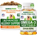 Advanced Pes Alergia + Omega 3 Bundle - Svrbenie Relief - Probiotiká w/Fish Oil Omega 3 + EPA&DHA Mastná kyselina - Kožné alergie + Spoločné zdravie - 120 Žuvačky + 180 Softgels - Bacon + Fish flavor - Made in USA
