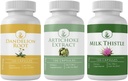 PURE ORIGINÁL SUROVINY Artičoky extrakt, Milk Thitle, & Púpava Root Kapsule Bundle (100 Kapsule Each), žiadne doplnkové látky alebo plnidlá, Lab Overené
