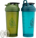 Hydra Cup ProFlow [2 balenia] 28 oz Fľaše na pretrepanie bielkovín Shakes, poháre na pretrepanie s guľôčkovým mixérom Whisk, fľaša na pretrepanie s rukoväťou, cestovanie do Go, bez BPA (zelená a modrá, 2 balenie)