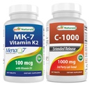 Najlepšie prírodné vitamín K2 (MK7) s D3 a vitamín C 1000 mg