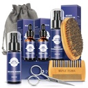 Brada starostlivosť darčeky Set W/Beard kondicionér,2 balenia medvedí olej,Beard Wash,Brush,Comb,Nožnice,Bag,E-Book,Predané narodeniny Darčeky Dovolenka Dary pre mužov Otec priateľ manžel