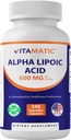 Vitamatic Alpha Lipoic Acid (ALA) 600mg Per Serving - 240 Rastlinné kapsule - 120 Servings - Non-GMO & Gluten Free