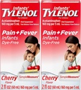Tylenol Dojčatá Perorálna suspenzia, bez farbivá, Cherry, 2 Fl. Oz (balenie 2)