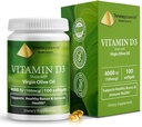 Zdravá pyramída Vitamín D3 4000 IU Cholekalciferol v olivovom oleji Ľahko prehltnúť najlepšie vitamín d doplnok pre kosti a imunitnú podporu Vitamín D3 Softgel