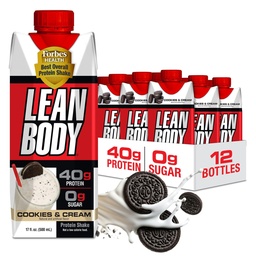 Lean Body Ready-to-Pite Cookies a krémový proteín Shake, 40g Protein, Wheey Blend , 0 Cukor, Gluten No, 22 Vitamíny a minerály, (Recyklovateľný Carton & Lid - balenie 12) LABRADA , 17 Fl Oz (Súprava 12)