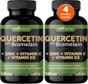 Gade Nutrition Quercetin with Vitamin C and Zinc - Quercetin 500mg - Quercetin with Bromelain - Zinc Quercetin - Quercetin Supplements + Vitamin D3 (Non-GMO, Gluten-Free, Vegan) - 4 Month Supply