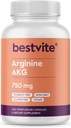 BESTVITE Arginine AKG 750mg (240 Vegetariánske kapsuly) - No Stearates - Vegan - Non GMO - Gluten Free