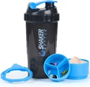 Protein Shaker fľaša - Športová fľaša vody - Non Slip 3 vrstva Twist Off 3oz poháre s pilulkou zásobníka - Dôkaz Shake Fľaša Mixer - Proteín prášok 22 oz Shake Cup s úložiskom