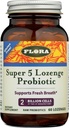 Flora - Super 5 Lozenge Probiotic, Malinová Ochutené ústnej probiotiká, Dobré pre zlý dych, päť kmeňov s 2 miliardami CFU, Regain a Reain Gut Health, RAW, 60 Lozenges