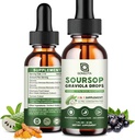 Soursop Graviola Leaf extrakt kvapky pre Cellular Podpora, Antioxidant, Pečeň, Tráviaca podpora, Vegan Soursop Bitters kvapky, Bylinné esencie, Bez cukru / Gluten, Prírodná chuť - 2 fl oz