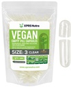 XPRS Nutra Veľkosť 3 prázdne kapsule - 100 Počet jasné prázdne vegánske kapsule - Vegetariánske tabletky - DIY Rastlinné kapsule Plnenie - Veggie Pill Caps