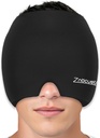ZNÖCUETÖD Migréna Bolesť hlavy úľava čiapka klobúk plná hlava ľad balenie zalomiť chladiaci gél ľad Beanie Hot / Cold Compression Cap pre Sinus, Stres, Hangover bolesť bolesti úľava - opakovane použiteľný muži ženy, čierna, veľkosť M