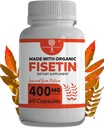 Organické Fisetin Supplement Kapsule 400mg -4X Silder-prírodný bioflavonoid podobný Apigenin, Quercetin, luteolin - Senolytický aktivátor môže podporovať zdravie mozgu, & Vek-Defying