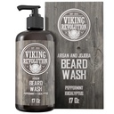 Beard Wash Shampoo w/Argan & Jojobové oleje - Mäkkýše a posily - Prírodná mäta pieporná a eukalyptová vôňa - Bed Shampoo w/Beard Oil (17 oz Šampón)